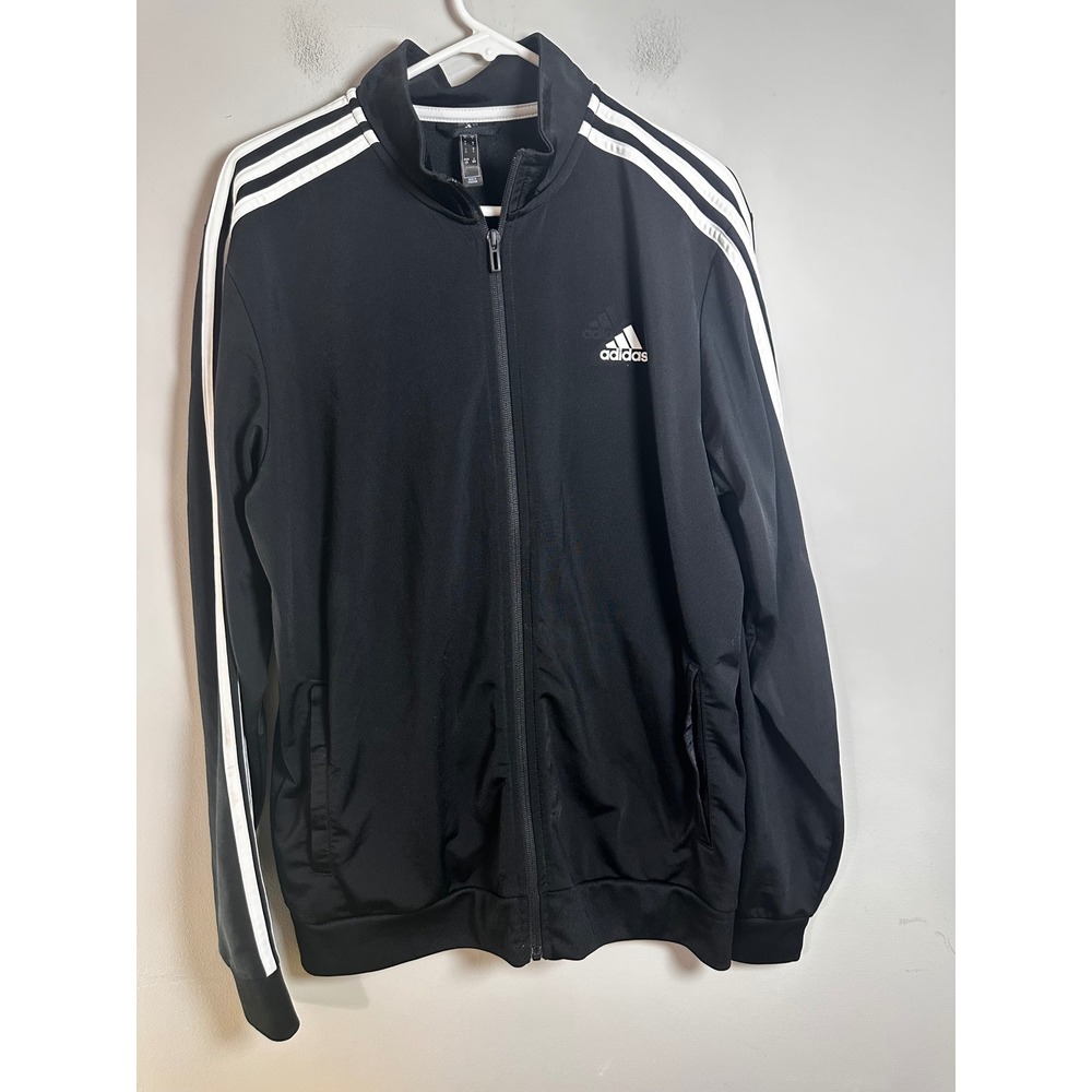 Adidas Mens Essentials 3-Stripes Track Jacket Black White H46099 Size Large